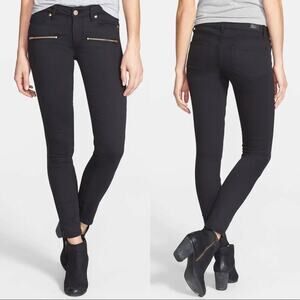 Paige Indio Zip Ultra Skinny in Steel Black Sz 26